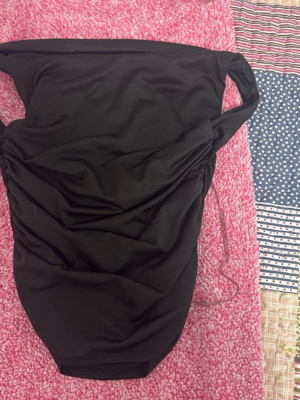 Black Strapless Ruched Going Out Top